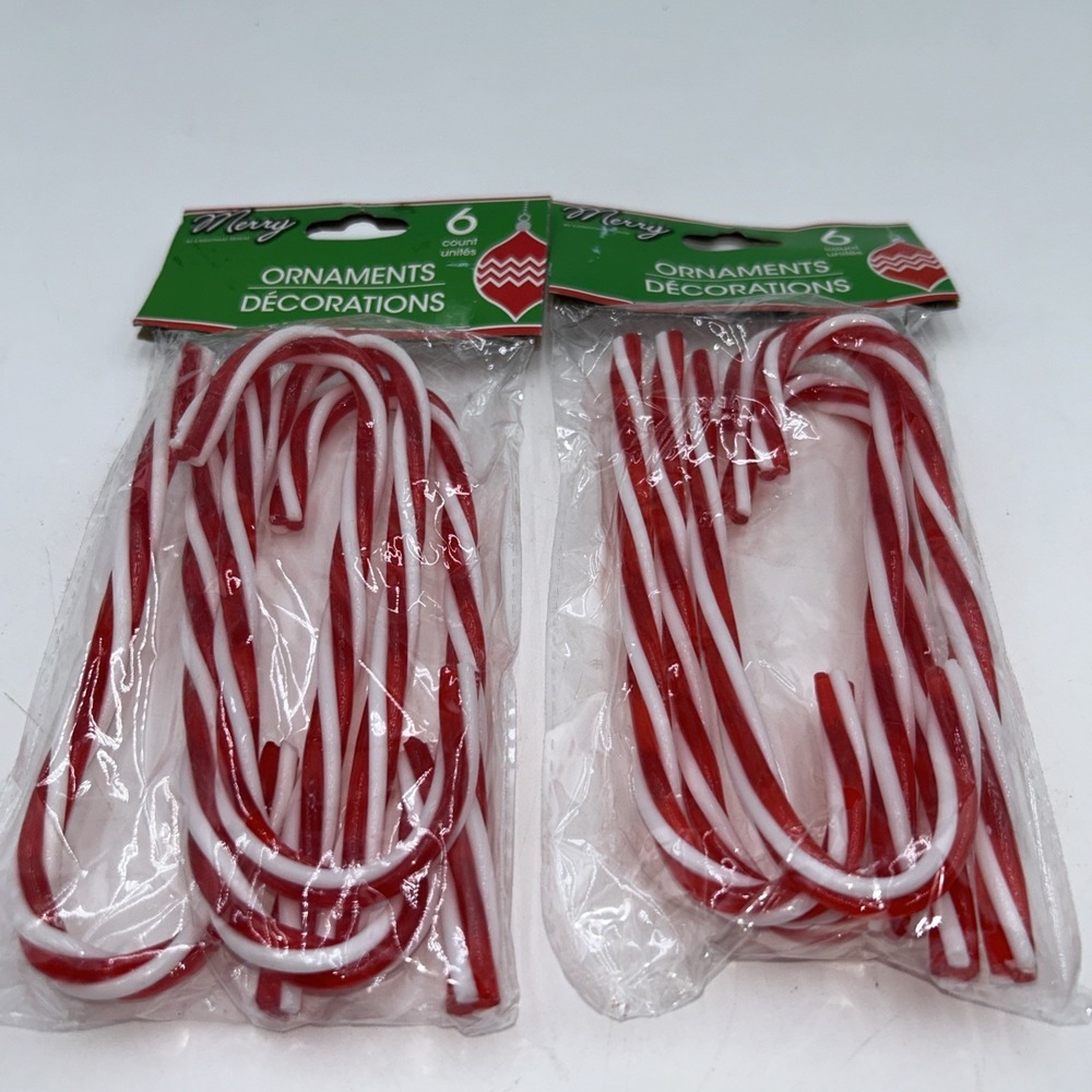 Christmas House Set 12 Candy Cane Ornaments Holiday Trims Decorations Red White